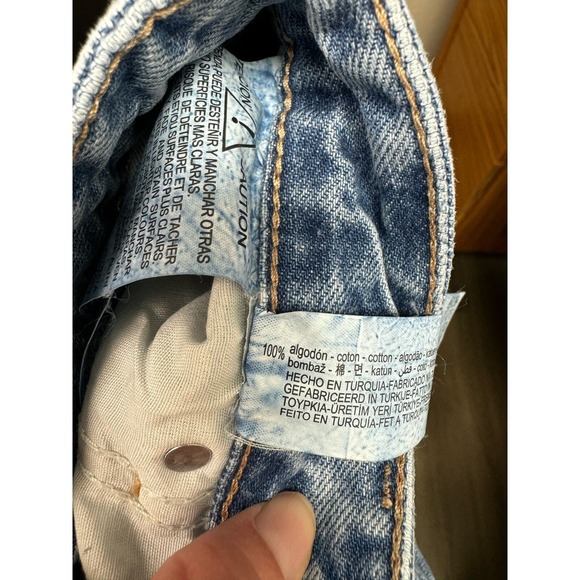 ZARA Womens Wide Leg Jeans Blue Denim High Rise Distressed Ripped Knee  Trendy 4 - Picture 7 of 8